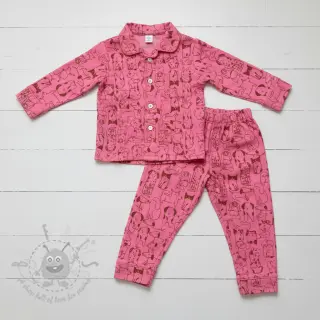 Bomullstyg FLANNEL Dogs pink