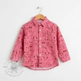 Bomullstyg FLANNEL Dogs pink