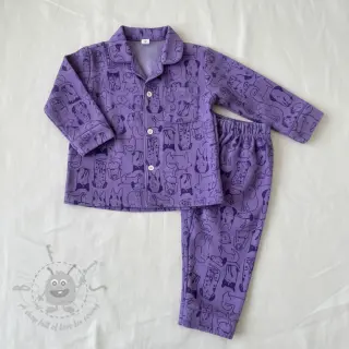 Bomullstyg FLANNEL Dogs purple