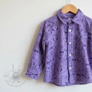 Bomullstyg FLANNEL Dogs purple
