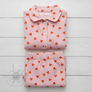Bomullstyg FLANNEL Hearts pink