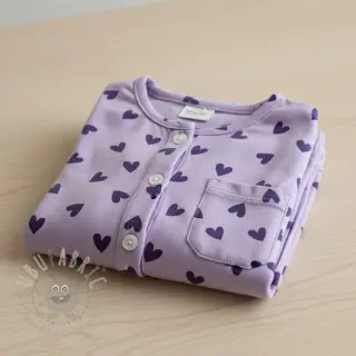 Bomullstyg FLANNEL Hearts lavender