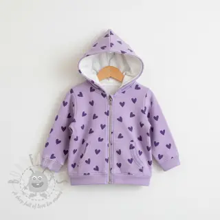 Bomullstyg FLANNEL Hearts lavender
