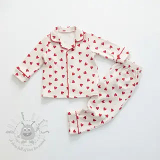 Bomullstyg FLANNEL Hearts off white
