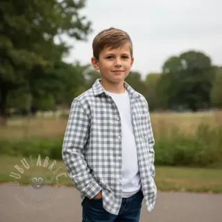 Bomullstyg FLANNEL Check sage