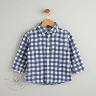 Bomullstyg FLANNEL Check blue