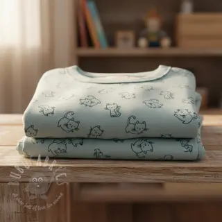 Bomullstyg FLANNEL Cats mint