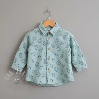 Bomullstyg FLANNEL Cats mint