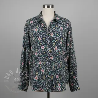 Bomullstyg Flowers Tara navy design B digital print