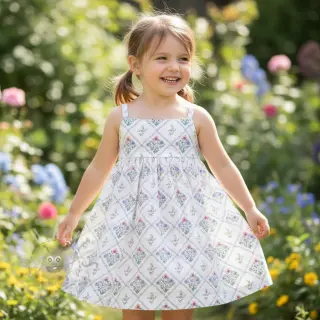 Bomullstyg Flowers Tara off white design A digital print