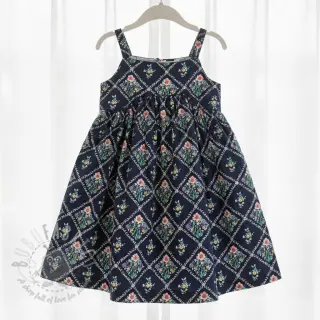 Bomullstyg Flowers Tara navy design A digital print