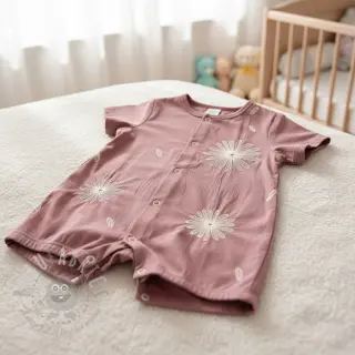 Bomullstyg EMBROIDERY Flowie mauve