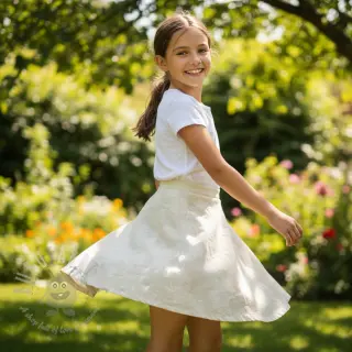 Bomullstyg med lin JACQUARD Flowers natural