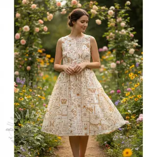 Bomullstyg Boho off white
