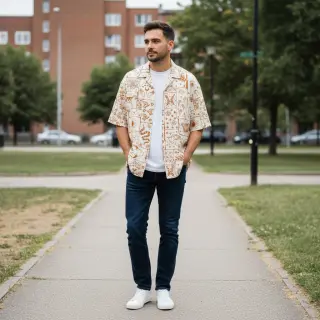 Bavlnená látka Boho off white
