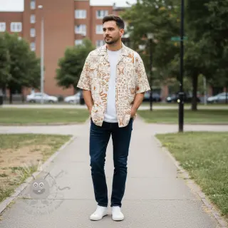 Bomullstyg Boho off white
