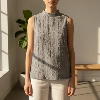 Bavlnená látka s ľanom Vintage Fringe Stripe grey