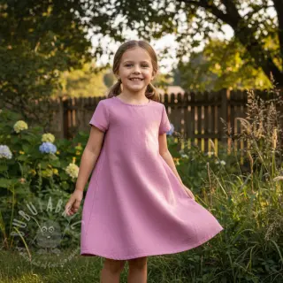 Bomullstyg med lin PREMIUM dawn pink