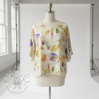 Bomullstyg SATIN Hawaii yellow digital print