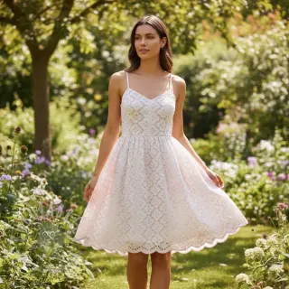 Bomullstyg EMBROIDERY Lilian rose