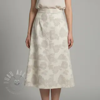 Bomullstyg med lin JACQUARD Peony flowers