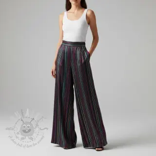 Bomullstyg LUREX stripes navy