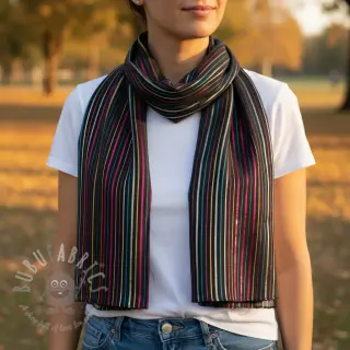 Bomullstyg LUREX stripes navy