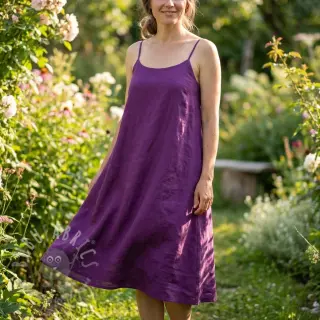 Bomullstyg med lin purple