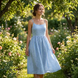 Bavlnená látka s ľanom light blue
