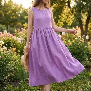 Bavlnená látka s ľanom dark lilac
