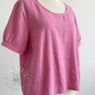 Bomullstyg med lin dark pink