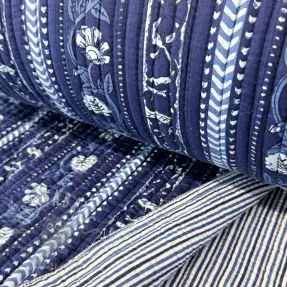 Bomullstyg QUILT Gange bleu