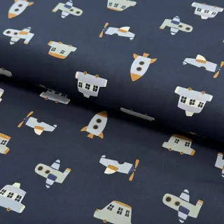 Bavlnená látka Vehicles navy