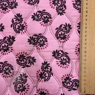 Bomullstyg VOILE STEPPED Daria flower aubergine digital print