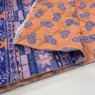 Bomullstyg VOILE STEPPED Daria flower purple digital print