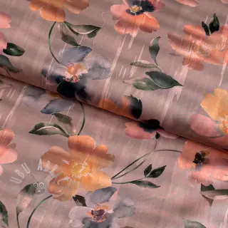 Bomullstyg SATIN Penny flower peach digital print