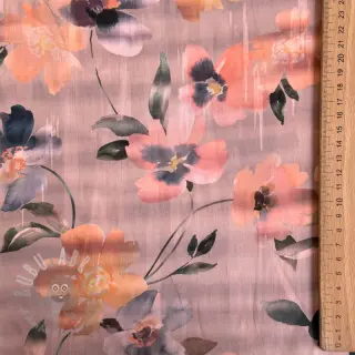 Bomullstyg SATIN Penny flower peach digital print