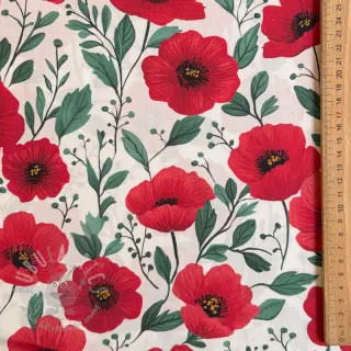 Bomullstyg Poppy offwhite digital print