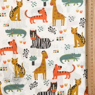 Bomullstyg Safari time offwhite digital print