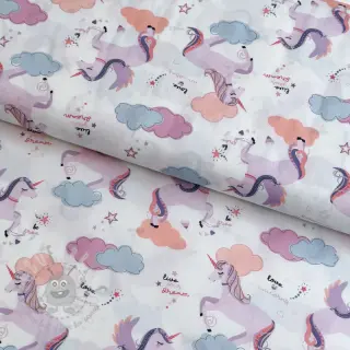 Bomullstyg Unicorns love white