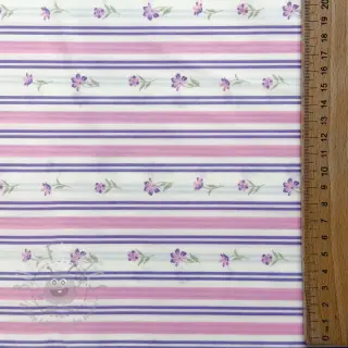 Bomullstyg Fine flowers STRIPE purple