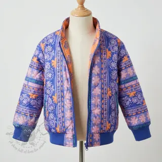 Bomullstyg VOILE STEPPED Daria flower purple digital print