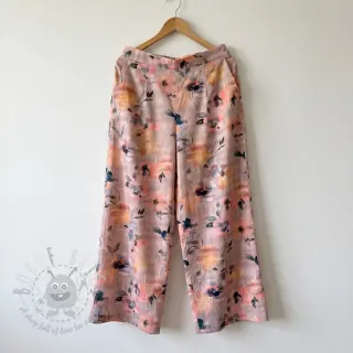 Bomullstyg SATIN Penny flower peach digital print