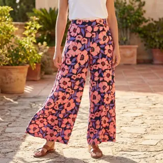 Bavlnená látka SATIN Flower Kala navy
