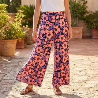 Bomullstyg SATIN Flower Kala navy