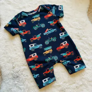 Bomullstyg Cars navy digital print