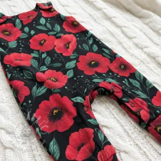 Bomullstyg Poppy black digital print