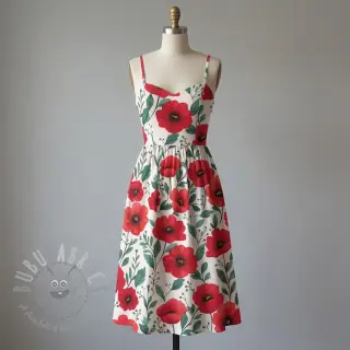 Bomullstyg Poppy offwhite digital print