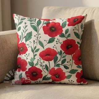 Bomullstyg Poppy offwhite digital print
