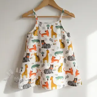 Bomullstyg Safari time offwhite digital print